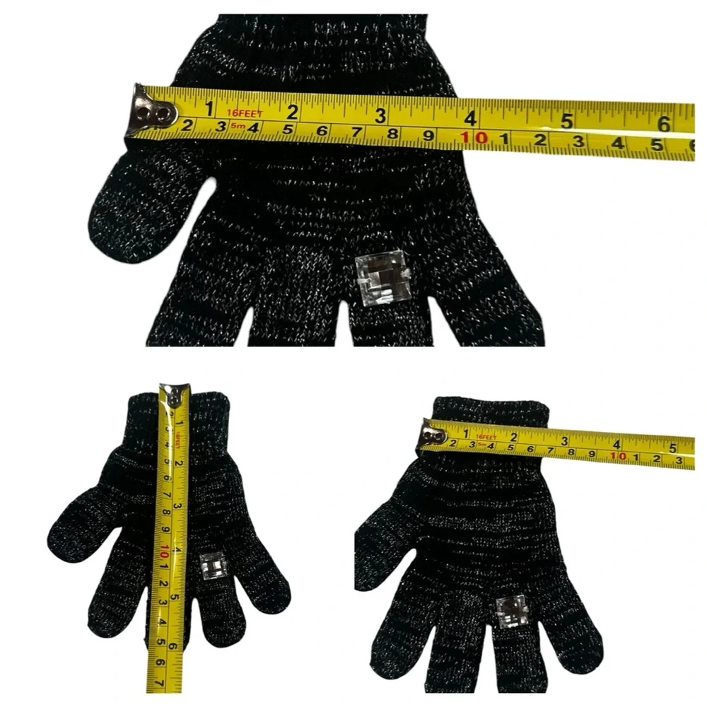 Toby Black Metallic Knit Beanie and Gloves Youth 4–14 Rhinestone Detail